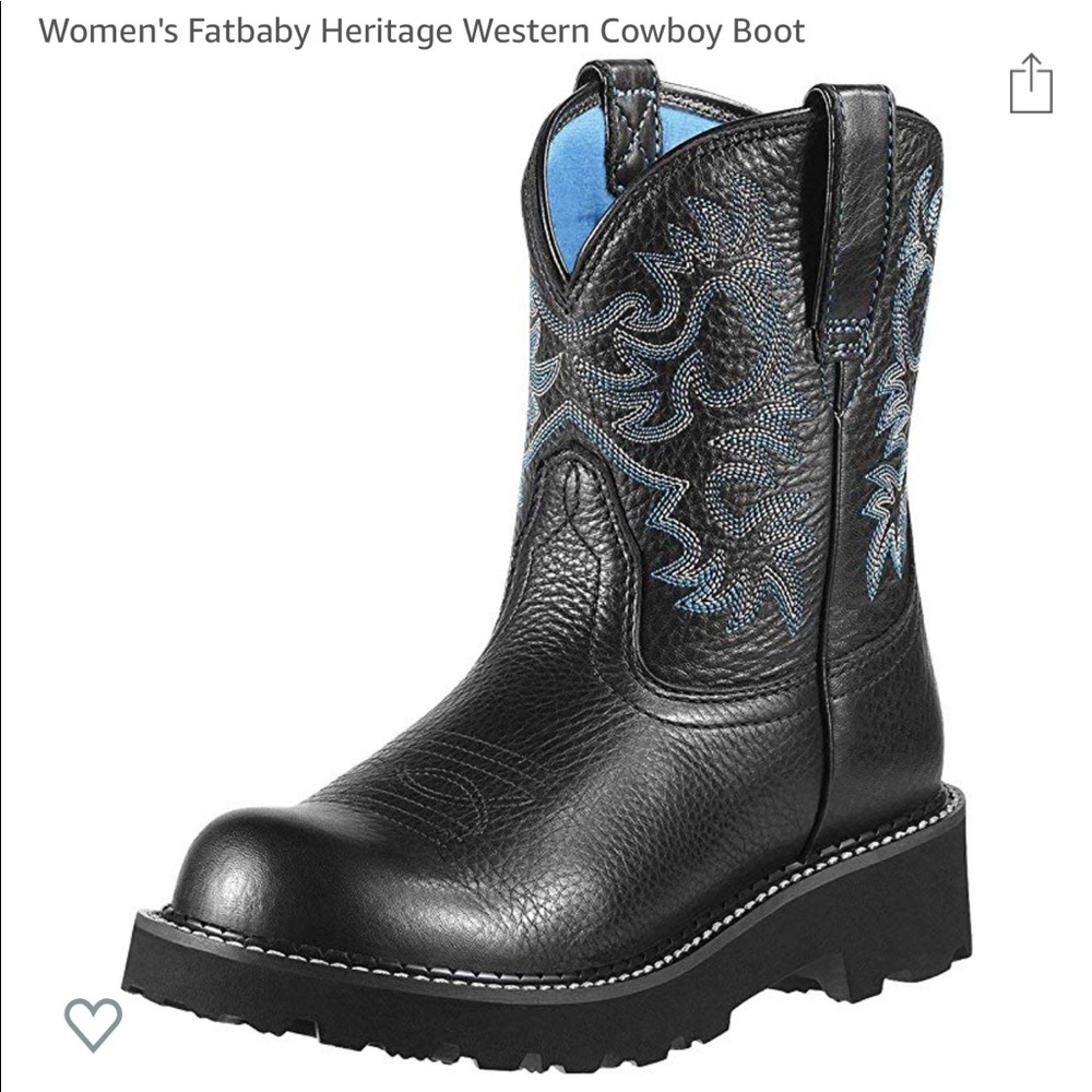 Black and teal Ariat fat baby heritage western work boots